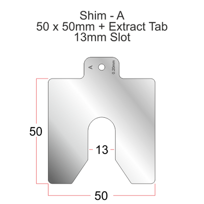 Stainless steel shims - Profile A 50mm alignment shim
