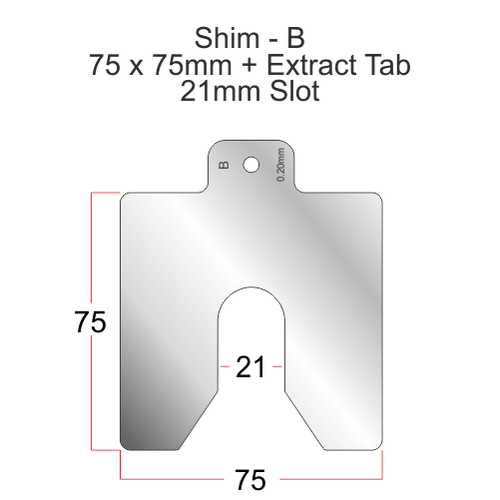 Profile B - Shims - 75mm x 75mm - 0.05mm to 2.00mm