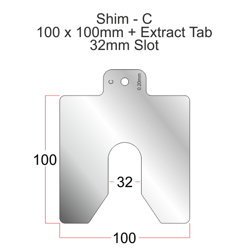 Profile C - Shims - 100mm x 100mm - 0.05mm to 3.00mm