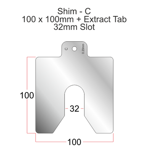 Profile C - Shims - 100mm x 100mm - 0.05mm to 3.00mm
