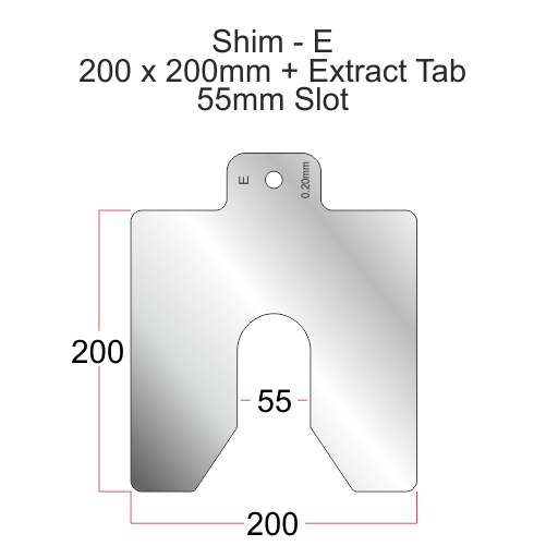 Profile E - Shims - 200mm x 200mm - 0.05mm to 3.00mm