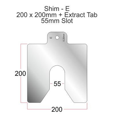Stainless steel shims - Profile E 200mm alignment shim